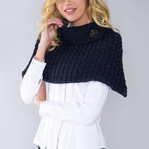 Blarney Woollen Mills Navy Blue Wool Capelet Scarf
